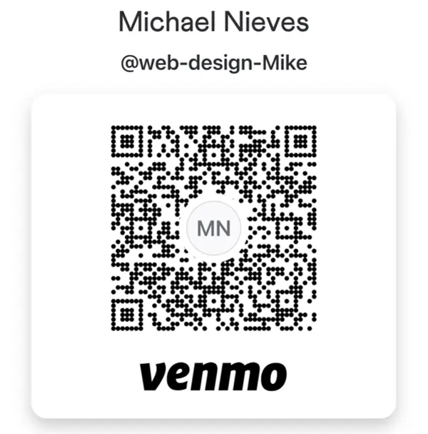 Venmo QR code for Web Design Mike